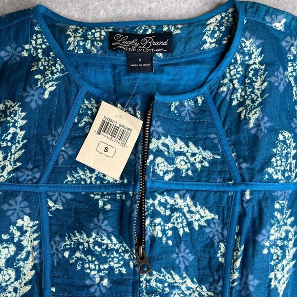 Lucky Brand Kantha Jacket Size S Printed Zip Up Quilted Floral Boho 100% Cotton - Picture 10 of 13